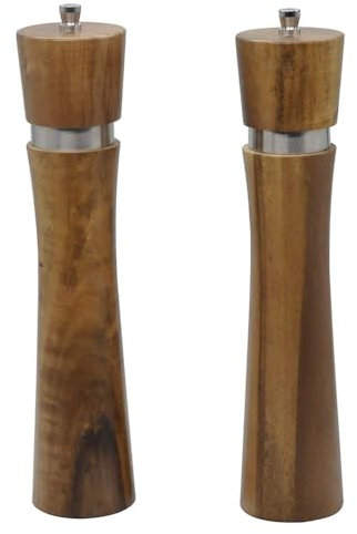 CYPOSLDN 10 Inch Pepper Mill Kit Manual Wooden Rotor with Adjustable Coarseness, Set of 2 Acacia Wood Salt And Pepper Grinder (Wood Salt And Pepper Grinders Set)
