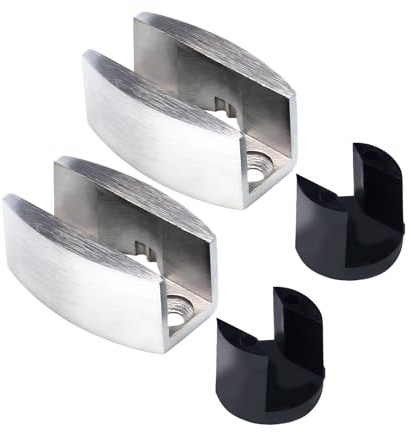 Flylin 2 Stück Edelstahl 304 Glasschiebetür Bodenführung, Silber, 7.5 cm x 4 cm x 2.5 cm, für Rahmenlose Glasschiebetüren/Duschräume/Glastrennwände