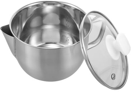 SHOWERORO Olla Separadora De Grasa De Acero Inoxidable Con Vertedor y Tapa De Vidrio Para Filtrar y Almacenar Caldo La Cocina