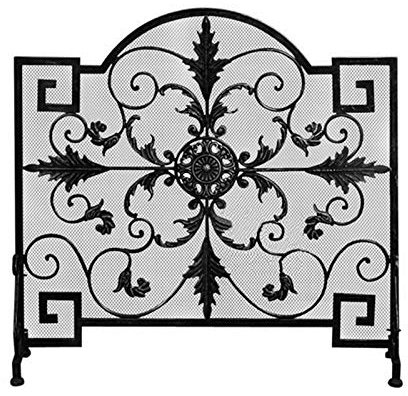 Funkenschutz für Holzofen im Vintage-Stil, freistehender Kaminvorhang mit Gitter, Funkenschutz für den Innen- und Außenbereich, 89 × 22 × 86 cm.AIBHT52820573