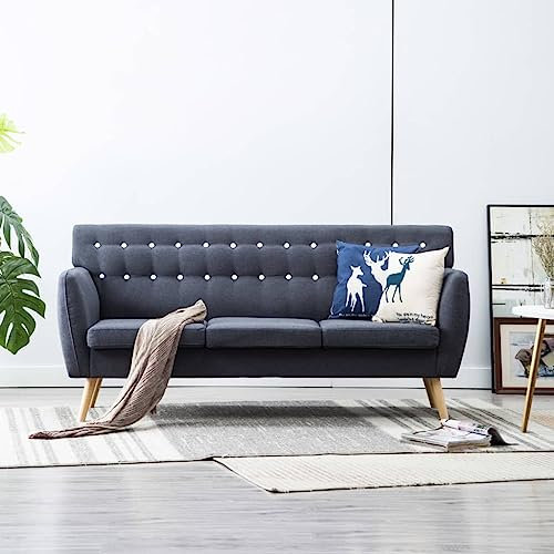 Hommdiy Sofa 3 Sitzer, Liegesofa für Wohnzimmer, Polstersofa Sessel Relaxsofa Loungesofa Relaxcouch TV Sofa,Stoff Dunkelgrau
