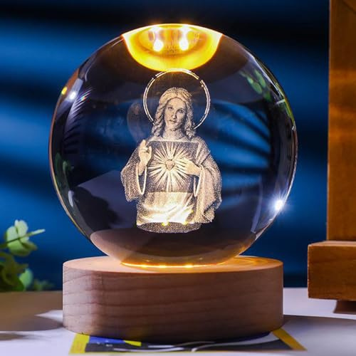 3D Kristallkugel Nachtlicht, Weihnachtsdeko Engel leuchtende Kristallkugel Nachtlicht mit LED Licht,Weihnachten Deko Engel Glaskugel Lampe mit Holzsockel,Weihnachtsgeschenke für Jungen Und Mädchen (B)