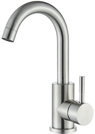 Gebürstet Wasserhahn Bad 360° Drehbar Hochdruck Edelstahl Waschtischarmatur für Warm/Kaltwasser,Badarmatur für Familien Einhebelmischer Waschbecken für Badezimmer/Küche