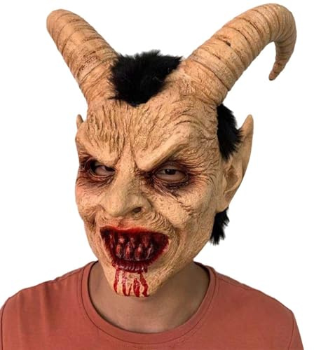 Generisch Krampus Maske Erwachsene Gruseliger Lucifer Maske Terrifier Halloween Maske Horror Krampusmaske Latex Maske Krampus Kostüm Party Requisiten für Karneval Halloween Cosplay