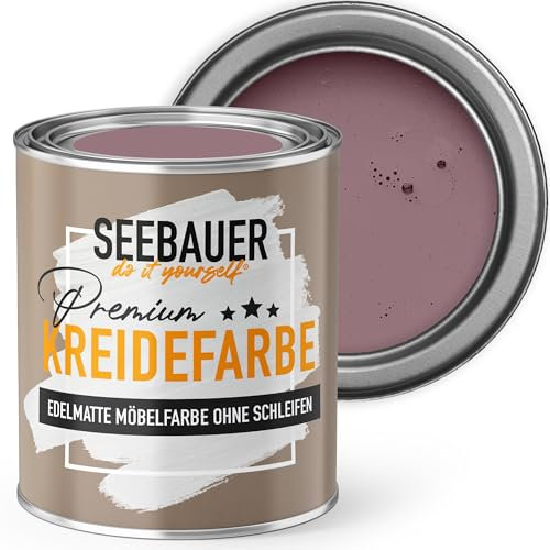 SEEBAUER diy Kreidefarbe für Möbel Lila 375ml für Innen (No. 955 Plum Cake) Möbelfarbe ohne Schleifen - Holzfarbe extra matt - Holzlack, Möbellack hohe Deckkraft