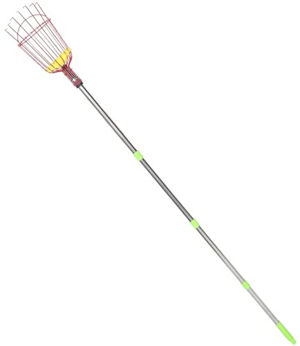 POPETPOP 1.6m Fruit Picker Adjustable Pole Blueberry Picker Light Extendable Basket Tool for Apples Mango Pear Fruit Tree Harvesting
