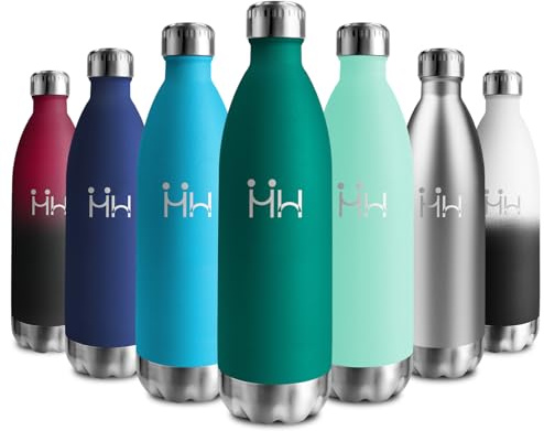 Bouteille Isotherme 1L, Gourde Métal sans BPA, Bouteille d'eau Inox Double Paroi Réutilisable, Bouteille Étanche, Gourde Sport Yoga Bureau École Randonnée Voyage Camping, pour Enfant ou Adulte