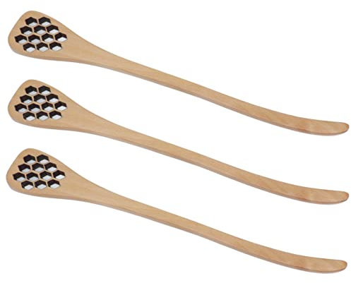 Juego de Cuchara de Cucharada Miel Madera Reutilizable 3, Utensilios Cocina Diseño Elaborados para Jarabe Arce, Palo Agitación para Uso Doméstico (Color de madera)