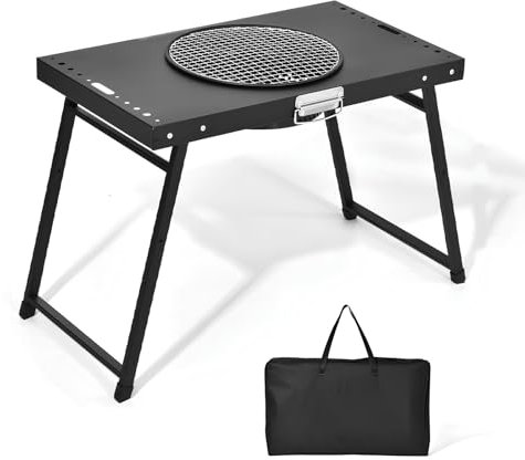 Barbacoa De Carbon, Barbacoa De Carbón Vegetal Multifuncional con Mesa Plegable Barbacoa Portátil Desmontable con Bolsa De Almacenamiento, Fácil De Montar Y Limpiar