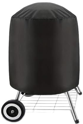 LOVSSU Tapa para Barbacoa Funda Protectora Impermeable for Barbacoa, Redonda, Negra, for Exteriores, Accesorios de Cocina para Barbacoa(91x76cm)