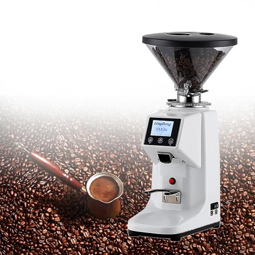 HEIHEIZI Moulin à Café à Meules Plates, 19 Réglages de Mouture, Broyeur à Meules Antistatique, Convient pour Expresso, Filtre, Infusion à Froid et Cafetière à Piston, Acier Inoxydable,500ml-White