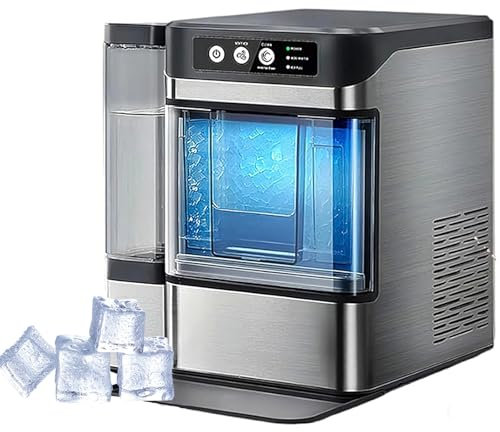 DUXMM Macchina per Il Ghiaccio a Pellet masticabile, Grande capacità,Rilascio rapido del Ghiaccio in 6-8 Minuti, con Serbatoio d'Acqua Laterale, 38 libbre in 24 Ore,Adatta per Feste, Cucina