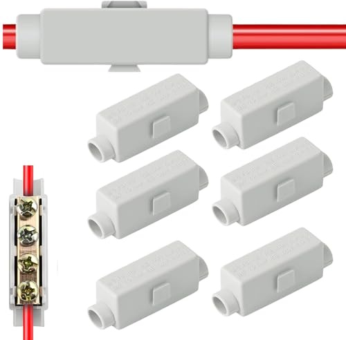 6 Stück Durchgangsverbinder, 2 Polig 100A 1000V Doppelschrauben Klemmblock, Kabel Verbinder Lüsterklemme, Für 2,5-16mm² Kabel Hauptleitungsabzweigklemme,Für Deckenleuchten Schalter Elektroinstallation