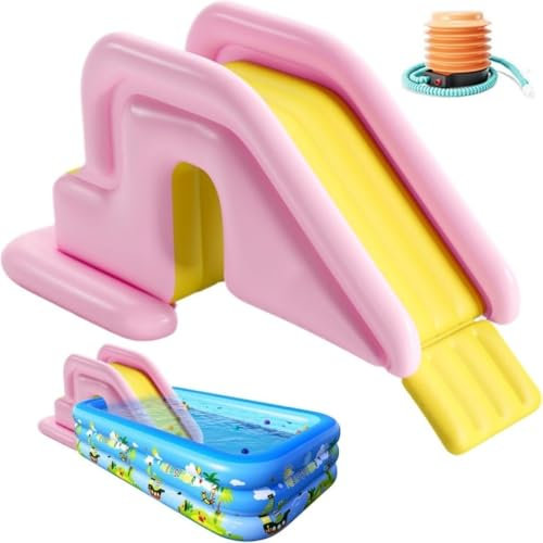 Inflatable Water Slide, Paddling Pool Slide, Inflatable Slide Step for Pool(Pink)