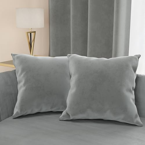 PETTI Artigiani Italiani - Cuscini Arredo in Velluto, Cuscino per Camera da Letto, Divano Salotto, Federa Cuscino, Grigio Scuro 2 Pezzi - 35x35 cm