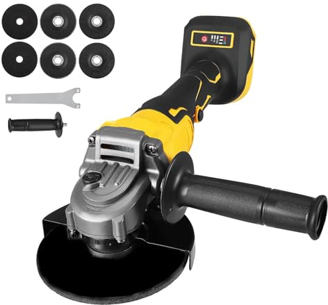 Cordless Angle Grinder Compatible with Dewalt 18V-21V Battery, 900W Copper Core Brushless Grinding Tool with 3 Variable Speed Adjustable, Battery Grinder for Metal Cutting Polishing Rust Removal
