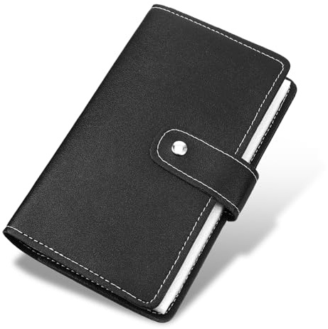 LXUEJIE 1 Pcs Credit Card Holder, Business Cards Organizer, Leather Tag Holder, Leather Business Cards Organizer with 96 Card Slots for Managing Your Different Badges to Prevent Loss or Damage (Black)