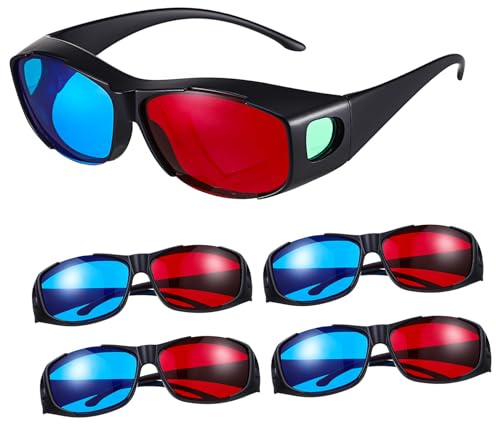 iplusmile Occhiali Anaglifici 3d 5 Pezzi Rosso e Blu in Plastica Leggera Per Visione Tv e Film a Casa