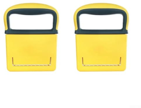 Juego de cortadores arrugados con cuchillas de acero inoxidable y asas huecas ergonómicas, agarre antideslizante y cubiertas de cuchilla, perfecto para cortar patatas, zanahorias y pepinos (amarillo)