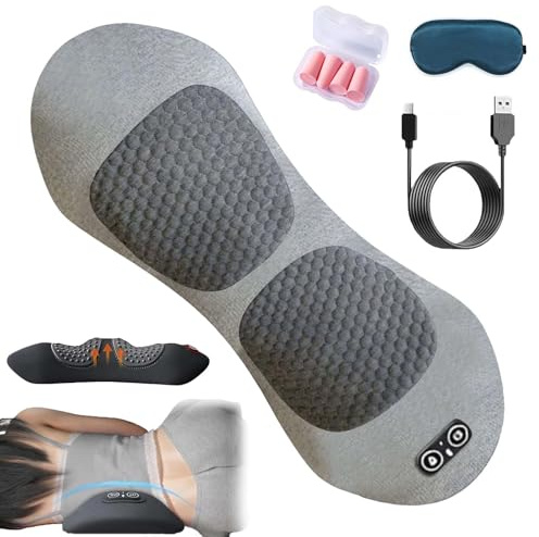 Theraback 3-in-1 Rückenmassagegerät, 2026 Verbessertes Memory-Schaum-Rückenmassagegerät mit Traktions-, Vibrations- und Wärmefunktion sowie Massagefunktion für Taille, Nacken und Schultern (Grau)