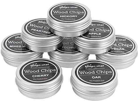 Qqmora 8 Pezzi Whisky Wood Chip per Affumicatura Cocktail Smoker Kit Chips Bevande Affumicate Migliora Il Gusto Frutta Principianti Professionisti Bevande Cibo Cocktail Vino Whisky