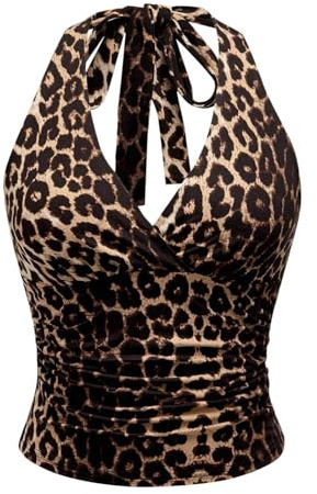 2026 Haut Leopard Femme, Débardeur Femme Crop Top Sexy Crop, Y2K Backless Top T-Shirts, Clubwear Tops en Filet à Maille pour SoiréE Club pour Fille#130f