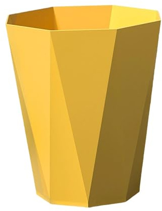 MagiDeal Petite Poubelle Ronde, Corbeille à Papier, Poubelle en Plastique, Poubelles à Papier, Simple et Légère, pour Le Bureau, la Chambre, l'hôtel ou étudiante, Jaune