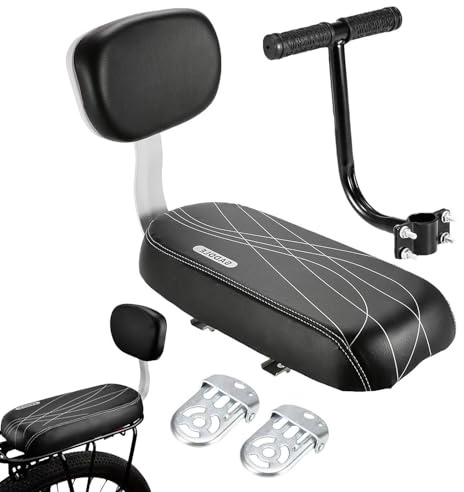 Seggiolino posteriore per bicicletta per bambini, schienale imbottito, sedile posteriore per bicicletta, set di pedali di sicurezza per braccioli, set di pedali per bicicletta, supporto universale per