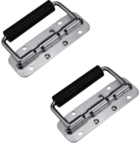 ROMISBABA 2 Piezas Tiradores para Muebles de Cocina de Acero Inoxidable Agarre de Goma, Superficie Lisa y Diseño Plegable, Paquete de Plateadas para Armarios y Estuches