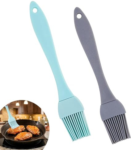 2Pcs Silicone Pastry Brushes(6.7in), for Baking, BBQ, Grilling (Grey & Blue)