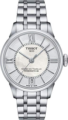 Tissot womens Tissot Chemin des Tourelles Powermatic 80 Lady 316L stainless steel case Automatic Watch, Grey, Stainless steel, 16 (T0992071111800)