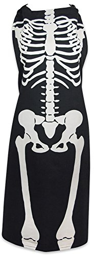 DII Happy Halloween Collection Goth Style Spooky Kitchen Apron, One Size, Skeleton