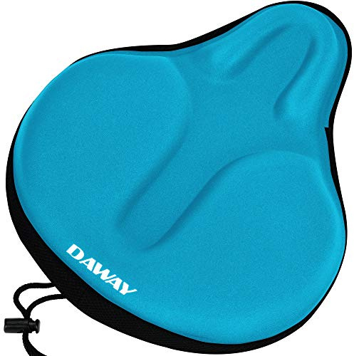 DAWAY Housse de siège de vélo d'exercice Confortable - C6 Large Coussin de Selle de vélo rembourré en Mousse Souple et Gel pour Femme Homme, adapté pour Peloton, VTT, vélos d'intérieur et d'extérieur