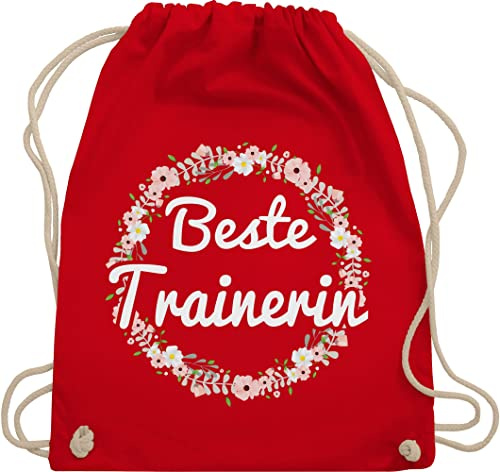 Turnbeutel Rucksack - Beste Trainerin - Unisize - Rot - sport beutel geschenk weihnachten beutelrucksäcke stoffturnbeutel sportbeutel beuteltasche stoffbeutel tasche bag turnsackerl sporttasche