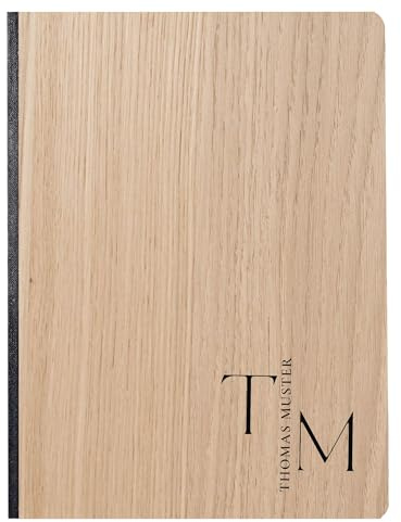myZirbe Personalisiertes Notizbuch A5 mit Echtholz Eiche Einband Notizbuch graviert einzigartiges Geschenk Lasergravierte Geschenkidee Notizbuch mit Holz Cover Holzeinband 192 Seiten