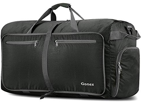 Gonex Faltbare Reisetasche, Leicht mit Schuhfach, 100L, Grau | 210D Waben-Nylon, Wasserabweisend, Mehrere Fächer, Koffer-Aufsteckband, Für Reisen & Fitness