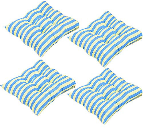 AGDLLYD stuhlkissen 4er Set antrazit 40x40x6cm,Gestreift Outdoor Garten Terrasse Home Küche Büro Sofa Stuhl Sitz weiche Kissen Pad (Blau)