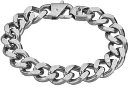 LOTUS STYLE Pulsera Hombre Acero Inoxidable 316L Brazalete de Diseño | Sofisticado, Confortable y Restistente al Agua, Pulseras Hombre, Plateada 215.00 mm LS2060-2/1, Ideal para Regalo