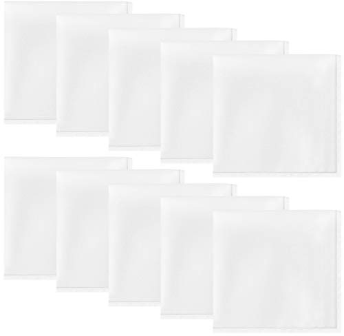 Awpeye 10 Pack White Pocket Squares for Men, Polyester Satin Formal Handkerchiefs | 8.6 Suit Accessory for Wedding