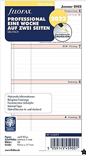 Filofax Personal Prof.1 Woche auf 2 Seiten (deutsch)2022, 22-68475