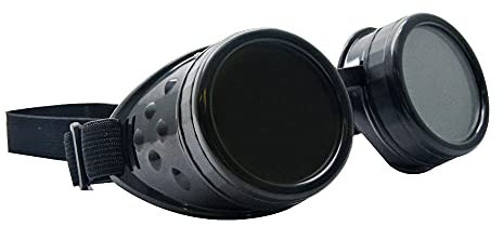 Baceyong Steampunk Brille mit Gummiband Schweißen Steampunk Brille für den industriellen Einsatz, Schweißerbrille Schwarz