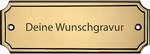 rechteckiges Messingschild mit Gravur
