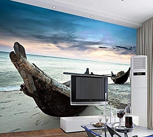ZZXIAO Seaside Boat Landscape Background Wall 3D Wallpaper Paste Living Room The Wall for Bedroom Mural border-430cm×300cm