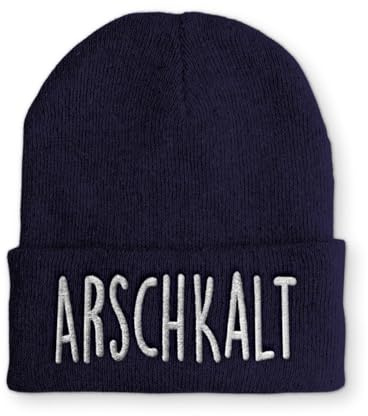 tshirtladen Arschkalt Wintermütze mit lustigem Spruch - Beanie für Damen & Herren mit Statement für Skiurlaub, Outdoor, Apres Ski, Freizeit oder Alltag - weich, Bestickt, One Size, Unisex