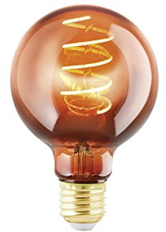Eglo LED E27 dimmerabile, lampadina a spirale globo, lampada vintage color rame dal design retrò, 4 Watt, 30 Lumen, illuminante bianco caldo, 2000k, Edison G80, Ø 8 cm