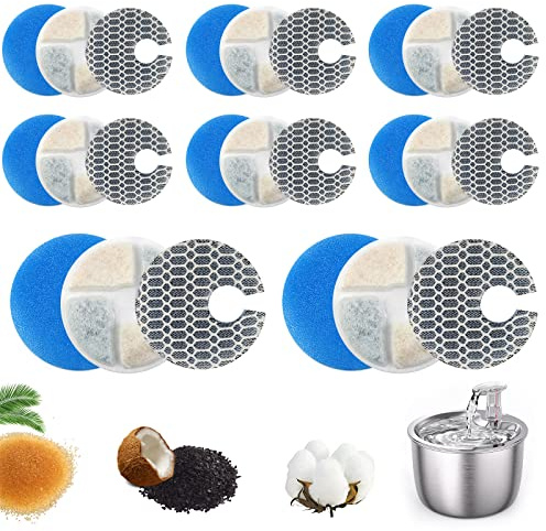 LTZGO 8-er Set Automatischer Pet Fountain mit Zehnfaches Filtersystem für Hunde und Katzen