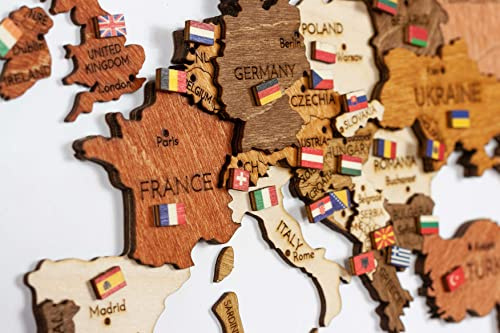 Weltflaggen Holzmarker (346 Stück) Selbstklebende Daumennägel Kartenstecknadeln - für Pinnwand, Holzkarte, Büro