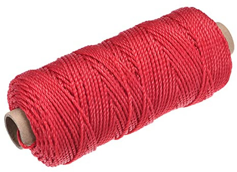 sourcing map Geflecht Maurerschnur Nylon Rot 100M/109 Yard 2MM für Netztuch Garten Mauerwerk