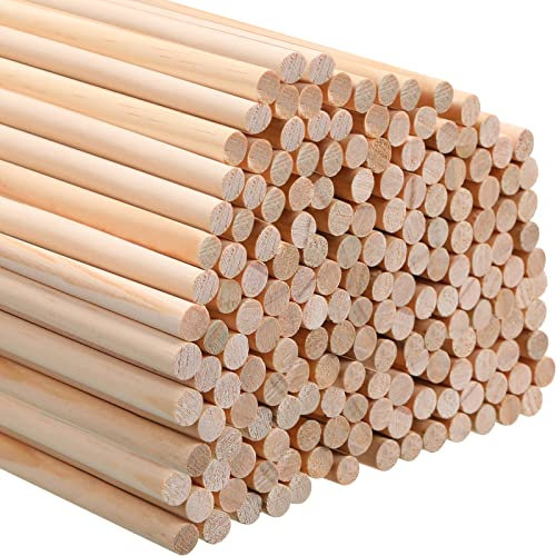 100 Pcs Dowel Rods Wood Sticks for Crafts 3/8 x 12 Inch Wooden Dowel Rods Unfinished Hardwood Sticks for DIY Crafts Art Class Woodworking