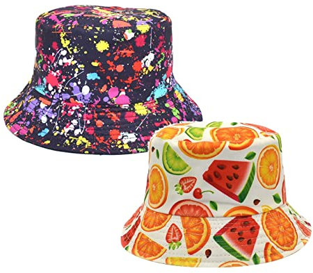 Bucket Hüte Faltbare Strand Sonnenhüte Fisherman Sonnenmütze doppelseitige Fischermütze Frauen Frühlings- und Sommer-Bassinmütze Water Melone Druck Fischerhut Bucket Hat Strandhut Schlapphut Strand